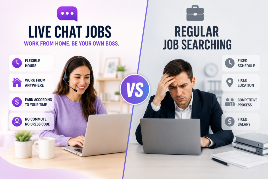 Live chat jobs vs traditional job search